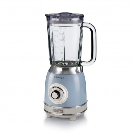 Ariete 583, Frullatore Vintage con tazza in vetro da 1,5 Litri, 4 Lame in  Inox, 4 Velocità + Pulse,1000 W, Celeste