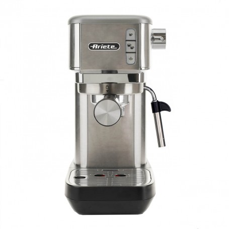 Ariete 1380 Macchina da caffè in metallo, polvere e cialde ESE, 1300 W, Capacità 1,1 L, 15 bar Filtro ½ tazze Cappuccino, Silver