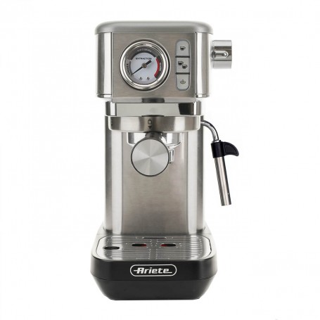 Ariete 1381 Macchina da caffè con manometro per caffè in polvere e cialde ESE, 1300 W, 1,1 L, 15 bar ½ tazze Cappuccino, Silver