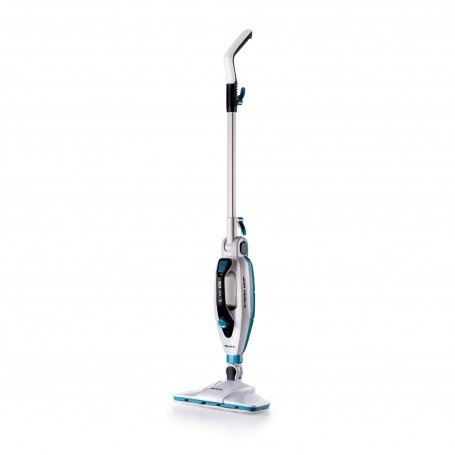 Ariete 4175 Steam Mop Foldable 10 in 1, Scopa a Vapore Pieghevole, 1500 W, 10 funzioni in 1 accessori, 350 cc, Bianco/Azzurro