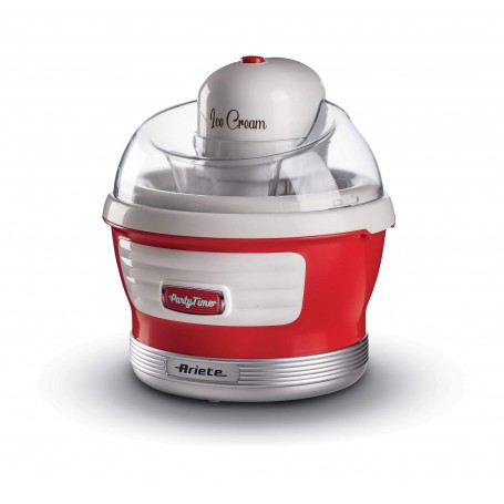 Ariete 643 Ice Cream Maker Party Time Macchina per fare il gelato, 12W, 1,5 L, Cestello estraibile tempo prepar 30 minuti, Rosso