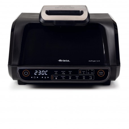 Ariete 4635 Air Fryer Grill Friggitrice ad aria e Griglia Bistecchiera,1700W 8L Friggi e Griglia, 8progr di cottura, Timer, Nero