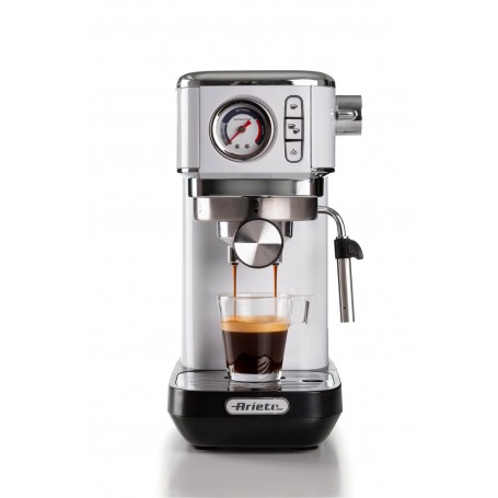 Ariete 1381 Macchina da caffè con manometro caffè in polvere e cialde ESE 11L 15 bar Filtro ½ tazze Cappuccino Bianco