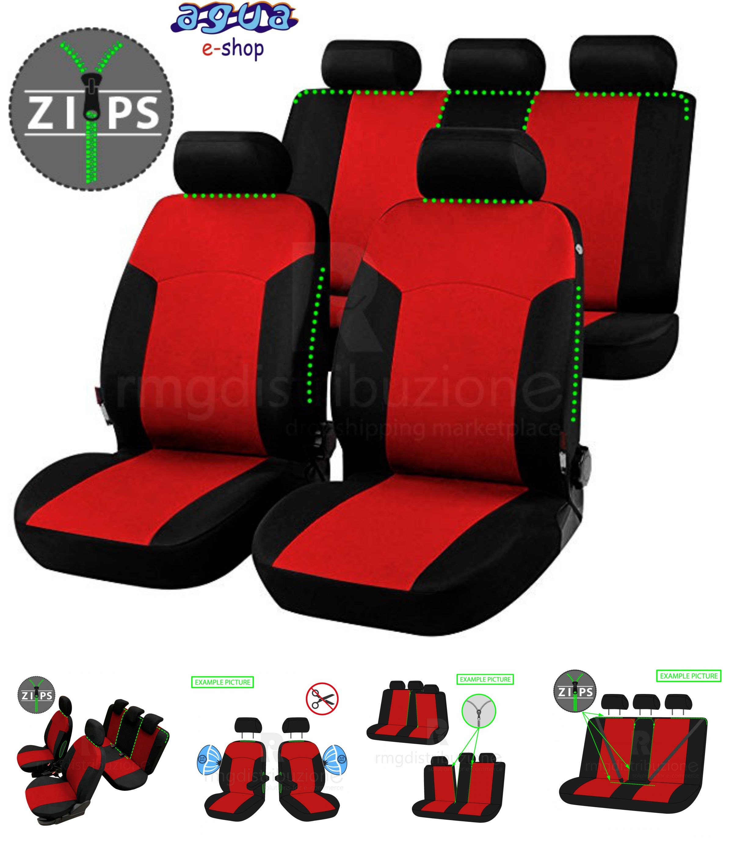 Cinture di Sicurezza Posteriori airbag sedili Anteriori bracciolo Laterale Set Copri sedili con Aperture per poggiatesta rmg-distribuzione Coprisedili per Auto 5 posti
